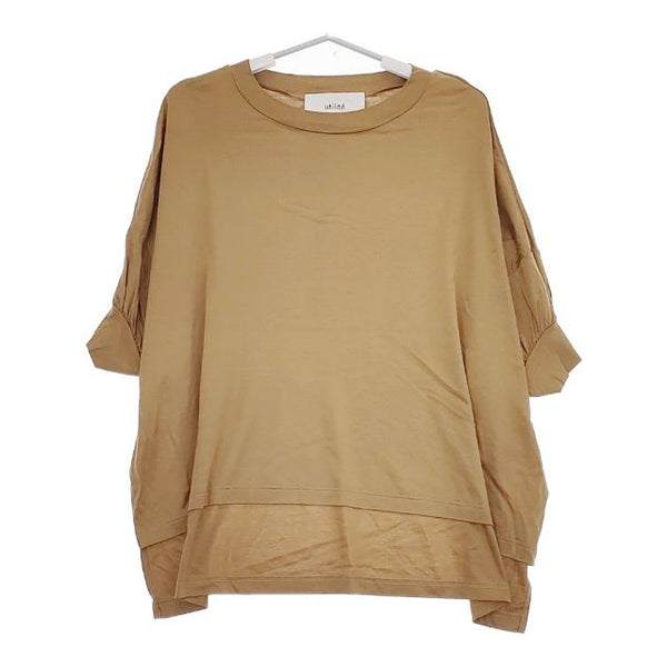 utilite オーガニックコットンスムースドルマンプルオーバー 定価12650円 半袖Ｔシャツ カットソー ベージュ レディース ユティリテ【中古】5-0702S∞