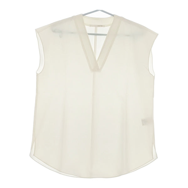 qualite ノースリーブ 32440010027 サイズF Vネック 撥水ストレッチTブラウス 定価14300円 ブラウス シャツ オフホワイト レディース カリテ【中古】5-0525S△