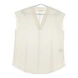 qualite ノースリーブ 32440010027 サイズF Vネック 撥水ストレッチTブラウス 定価14300円 ブラウス シャツ オフホワイト レディース カリテ【中古】5-0525S△