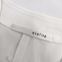 qualite ノースリーブ 32440010027 サイズF Vネック 撥水ストレッチTブラウス 定価14300円 ブラウス シャツ オフホワイト レディース カリテ【中古】5-0525S△