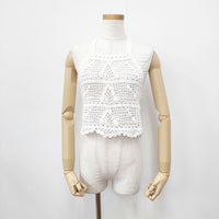 ROKU 6 BEAUTY&YOUTH COTTON HALTER TOP 8618-199-0144 ニット ベスト ホワイト レディース ロクビューティアンドユース【中古】5-0414M◎
