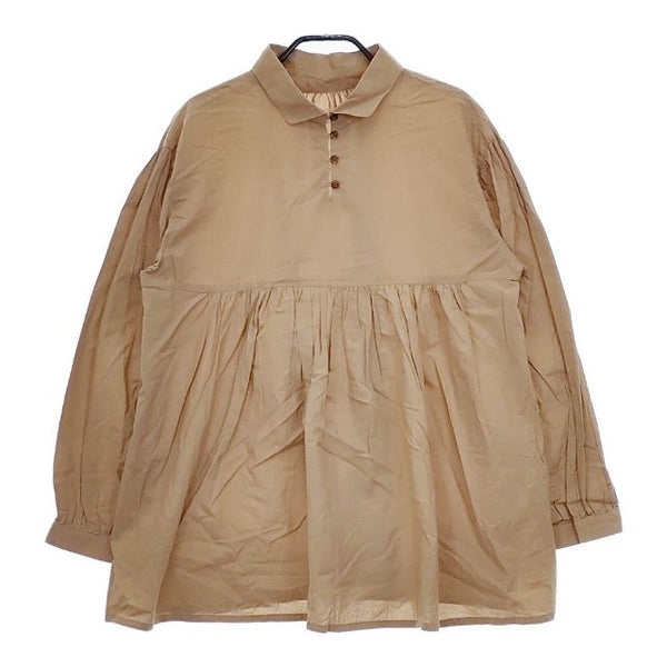 YARRA YR-94-008 コットン ギャザー プルオーバー ブラウス シャツ ベージュ レディース ヤラ【中古】5-0403M∞