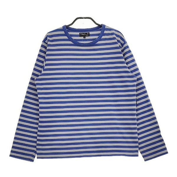 agnes b. homme J008 T3 ボーダー 長袖Ｔシャツ カットソー ロンＴ ブルー グレー メンズ アニエスベー【中古】5-0409M∞