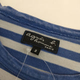 agnes b. homme J008 T3 ボーダー 長袖Ｔシャツ カットソー ロンＴ ブルー グレー メンズ アニエスベー【中古】5-0409M∞