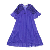 NE QUITTEZ PAS Cotton Jacquard Embroidery Dress 刺繍 インド製 コットン ワンピース ブルー レディース ヌキテパ【中古】5-0525S△