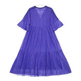 NE QUITTEZ PAS Cotton Jacquard Embroidery Dress 刺繍 インド製 コットン ワンピース ブルー レディース ヌキテパ【中古】5-0525S△