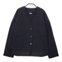 homspun ウール ノーカラー 162-2093 ジャケット ネイビー レディース ホームスパン【中古】5-0405M∞