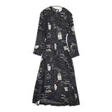 ALYSI 総柄 イタリア製 シルクドレス ワンピース ブラック レディース アリジ【中古】5-0806M∞