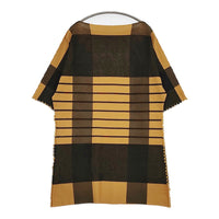 ISSEY MIYAKE A-POC INSIDE チェック柄 IM33KH705 七分袖 サイズ2 カットソー チュニック オレンジ ブラック レディース イッセイミヤケ エイポック インサイド【中古】5-0707M△