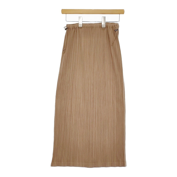 PLEATS PLEASE ISSEY MIYAKE PP41-JK607 サイズ3 プリーツ ドローコード ロングスカート ベージュ レディース プリーツプリーズ【中古】5-0216M♪