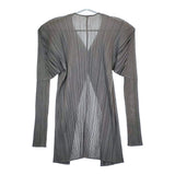 PLEATS PLEASE ISSEY MIYAKE プリーツ カーディガン 羽織 ノーカラージャケット グレー レディース プリーツプリーズ【中古】5-0215M♪