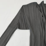 PLEATS PLEASE ISSEY MIYAKE プリーツ カーディガン 羽織 ノーカラージャケット グレー レディース プリーツプリーズ【中古】5-0215M♪