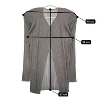 PLEATS PLEASE ISSEY MIYAKE プリーツ カーディガン 羽織 ノーカラージャケット グレー レディース プリーツプリーズ【中古】5-0215M♪