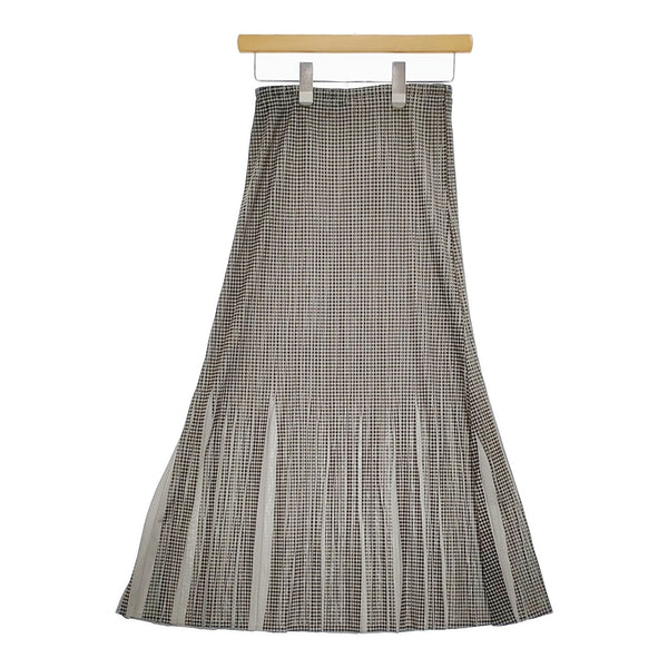 PLEATS PLEASE ISSEY MIYAKE PP22-JG855 3 プリーツ プリント チェック ロングスカート グレー レディース プリーツプリーズ【中古】5-0216M♪
