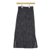 PLEATS PLEASE ISSEY MIYAKE プリーツ 柄プリント ロングスカート ブラック グレー レディース プリーツプリーズ【中古】5-0216M♪