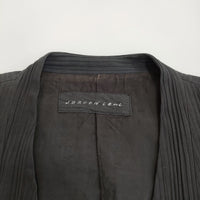 JURGEN LEHL J0112FJ641 M ウッドボタン 肩パッド入り作務衣風プリーツノーカラージャケット ブラック レディース ヨーガンレール【中古】5-0411M♪