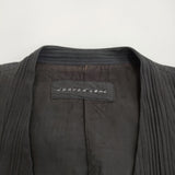 JURGEN LEHL J0112FJ641 M ウッドボタン 肩パッド入り作務衣風プリーツノーカラージャケット ブラック レディース ヨーガンレール【中古】5-0411M♪
