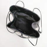 mina perhonen tambourine benna ショルダーバッグ リネン レザー 巾着 定価82500円 巾着バッグ ブラック ベージュ レディース ミナペルホネン【中古】5-0210G◎