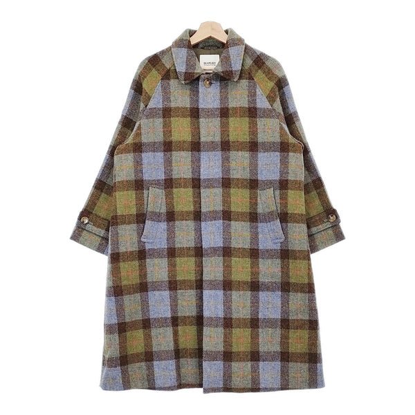 BEAMS BOY ハリスツイードバルマカンコート HARRIS TWEED 定価53900円 ステンカラー 22AW オリーブ レディース ビームスボーイ【中古】5-0205A♪