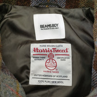 BEAMS BOY ハリスツイードバルマカンコート HARRIS TWEED 定価53900円 ステンカラー 22AW オリーブ レディース ビームスボーイ【中古】5-0205A♪