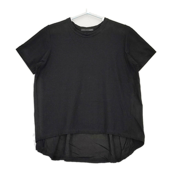 Le pivot バックギャザーブラウス ストレッチ コットン 半袖Ｔシャツ カットソー ブラック レディース ルピボット【中古】5-0525S△