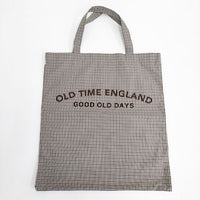 R&D.M.Co- 未使用品 OLD TIME ENGLAND ガンクラブチェック ロゴ フロッキープリント トートバッグ ブラウン レディース オールドマンズテーラー【中古】5-0827G∞