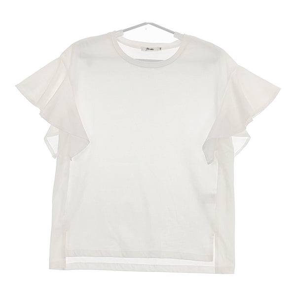 Jines フリル袖 サイズ38 81829708-TR-1A コットン 半袖Ｔシャツ カットソー ホワイト レディース ジネス【中古】5-0525S△