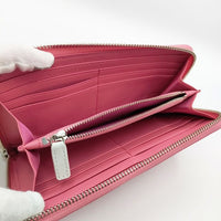 agnes b. 新品 ラウンドジップロングウォレット レザー 革 定価24000円  長財布 ピンク レディース アニエスベー【中古】5-0330G∞
