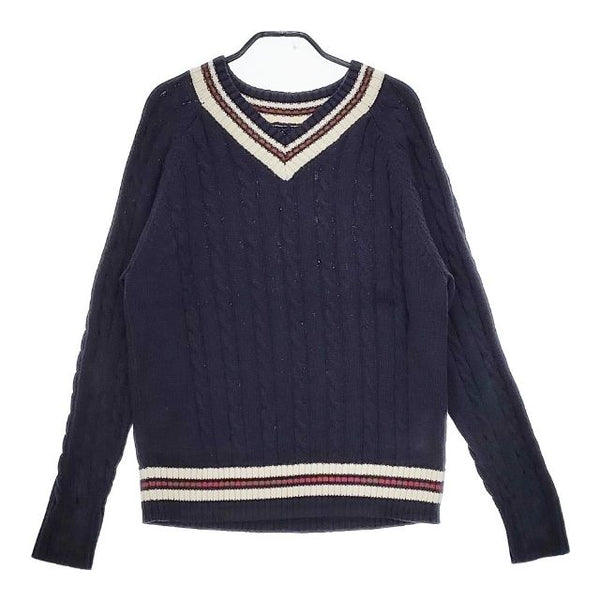 CIOTA Cricket Sweater チルデンニット KNLM-101 定価29700円 コットン サイズ4 セーター ニット ネイビー レディース シオタ【中古】5-0403M∞