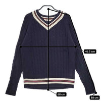 CIOTA Cricket Sweater チルデンニット KNLM-101 定価29700円 コットン サイズ4 セーター ニット ネイビー レディース シオタ【中古】5-0403M∞