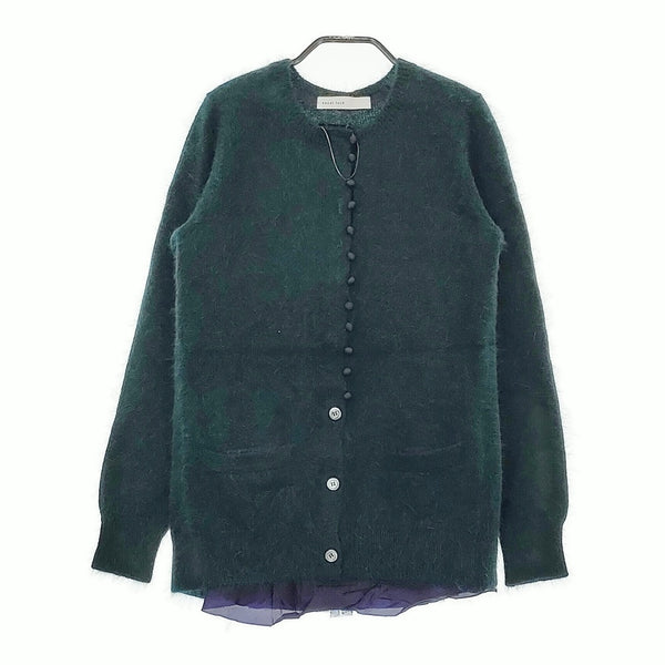 sacai luck 13AWLU583 サイズ2 アンゴラ混 ボタンデティール 定価35000円 カーディガン グリーン レディース サカイ ラック【中古】5-0205T♪