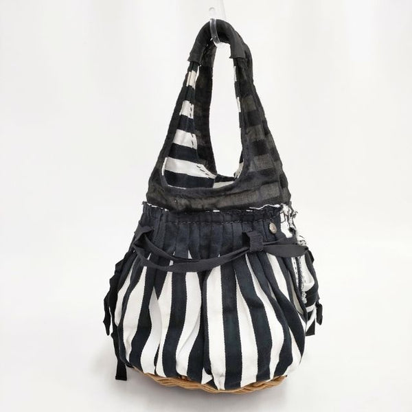 ebagos FROM THE WINDOW 紅籐 底かご シェニール トートバッグ ブラック ホワイト ブラウン レディース エバゴス【中古】5-0827G∞