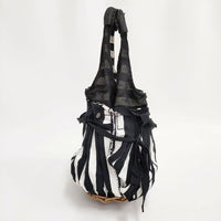 ebagos FROM THE WINDOW 紅籐 底かご シェニール トートバッグ ブラック ホワイト ブラウン レディース エバゴス【中古】5-0827G∞