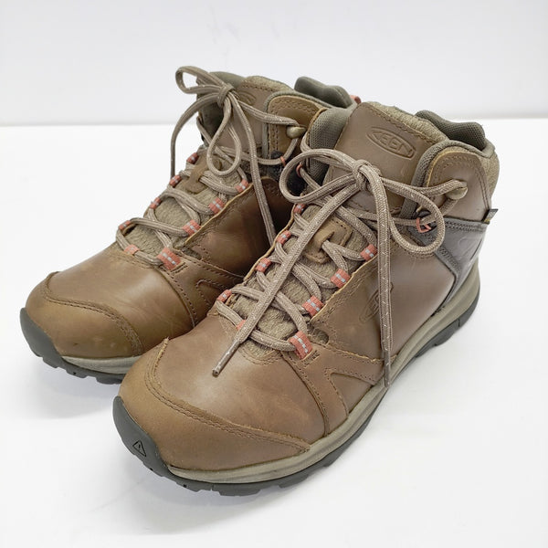 KEEN TERRADORA2 LEATHER MID WP テラドーラ2 24.5cm ウォータープルーフ トレッキングシューズ ブーツ ブラウン レディース キーン【中古】5-0223G◎