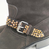 GIUSEPPE ZANOTTI DESIGN イタリア製 ラインストーンスタッズ エンジニアブーツ サイズ36 ブーツ ダークブラウン レディース ジュゼッペザノッティデザイン【中古】5-1119T◎