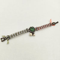 niita スワロフスキー パール ジュエリーミサンガ ブレスレット グリーン ピンク レディース ニータ【中古】5-0330G∞