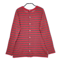 R&D.M.Co- バックボタン ボーダー 長袖Ｔシャツ カットソー ロンＴ レッド グレー レディース オールドマンズテーラー【中古】5-0322M∞