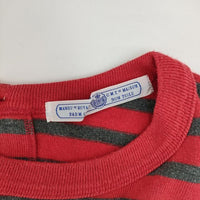 R&D.M.Co- バックボタン ボーダー 長袖Ｔシャツ カットソー ロンＴ レッド グレー レディース オールドマンズテーラー【中古】5-0322M∞