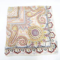 ETRO ペイズリー シルク100％ 大判 スカーフ ベージュ レッド レディース エトロ【中古】5-0414M◎