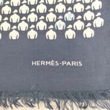 HERMES 20SS トック・エ・カザック コットンシルク ストール スカーフ ネイビー レディース エルメス【中古】5-0227G◎