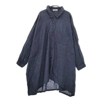 nest Robe リネン ギンガムチェック 01141-2055 チュニック ロング ブラウス シャツ ネイビー ブラック レディース ネストローブ【中古】5-0403M∞