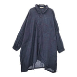nest Robe リネン ギンガムチェック 01141-2055 チュニック ロング ブラウス シャツ ネイビー ブラック レディース ネストローブ【中古】5-0403M∞