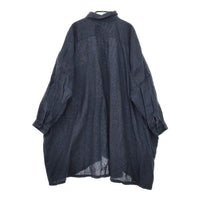 nest Robe リネン ギンガムチェック 01141-2055 チュニック ロング ブラウス シャツ ネイビー ブラック レディース ネストローブ【中古】5-0403M∞