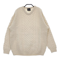 aran WOOLLEN MILLS メリノウール ケーブル サイズM セーター ニット ホワイト レディース アランウーレンミルズ【中古】5-0205T♪