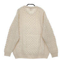 aran WOOLLEN MILLS メリノウール ケーブル サイズM セーター ニット ホワイト レディース アランウーレンミルズ【中古】5-0205T♪