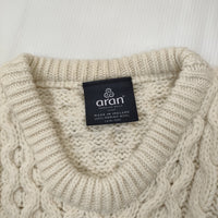 aran WOOLLEN MILLS メリノウール ケーブル サイズM セーター ニット ホワイト レディース アランウーレンミルズ【中古】5-0205T♪