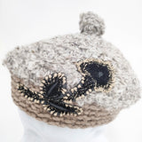 mina perhonen/hitomi shinoyama sh0160 定価22000円 帽子 ベレー帽 ライトグレー レディース ミナペルホネン/ヒトミ シノヤマ【中古】5-1023T◎