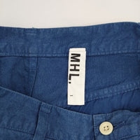 MHL. 578-132973 コットンリネン ショートパンツ ハーフパンツ ショーツ ブルー レディース エムエイチエル【中古】5-0402S∞