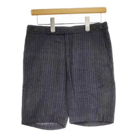 MARGARET HOWELL 578-143908 リネン ストライプ ショートパンツ ハーフパンツ ショーツ チャコールグレー レディース マーガレットハウエル【中古】5-0402S∞