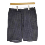 MARGARET HOWELL 578-143908 リネン ストライプ ショートパンツ ハーフパンツ ショーツ チャコールグレー レディース マーガレットハウエル【中古】5-0402S∞